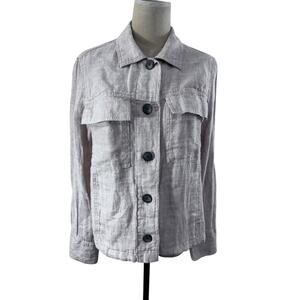 "NICOLE MILLER" Button Up, 100% Linen ,Shacket Size M, Cottage Core, Lightweight